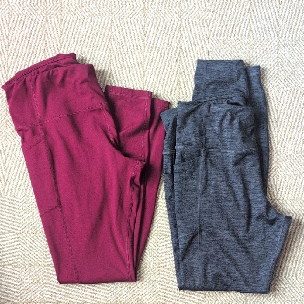 Avia Women's Maroon & Charcoal High Waist Active Yoga Dance Leggings L 12-14